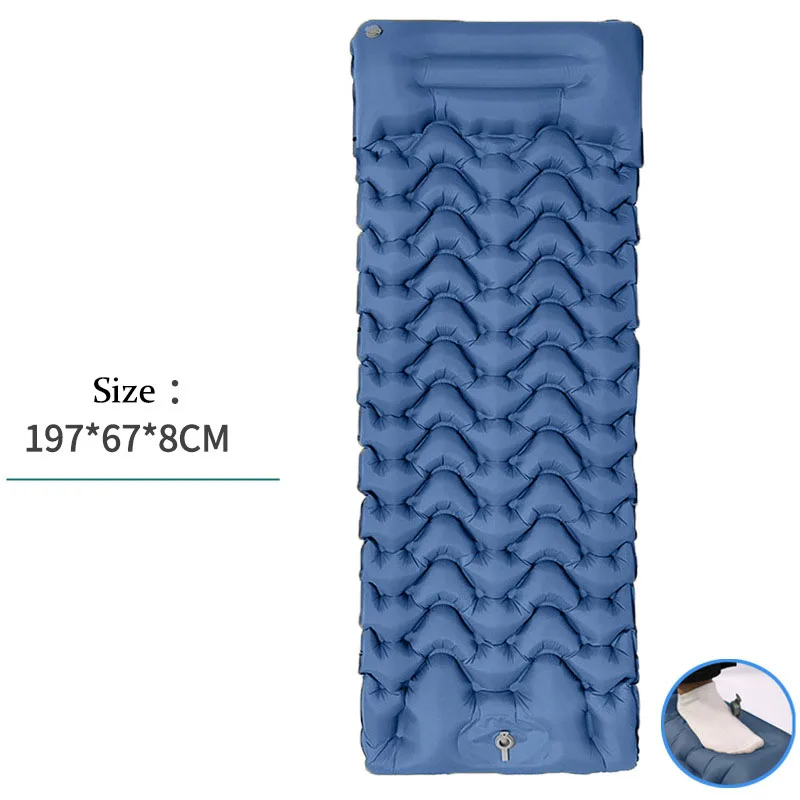 

197x67x8CM Single Inflatable Sleeping Pad Outdoor Picnic Self-Inflating Tourist Mattress Hiking Pump Bulit-In Air Mat Thick 8CM