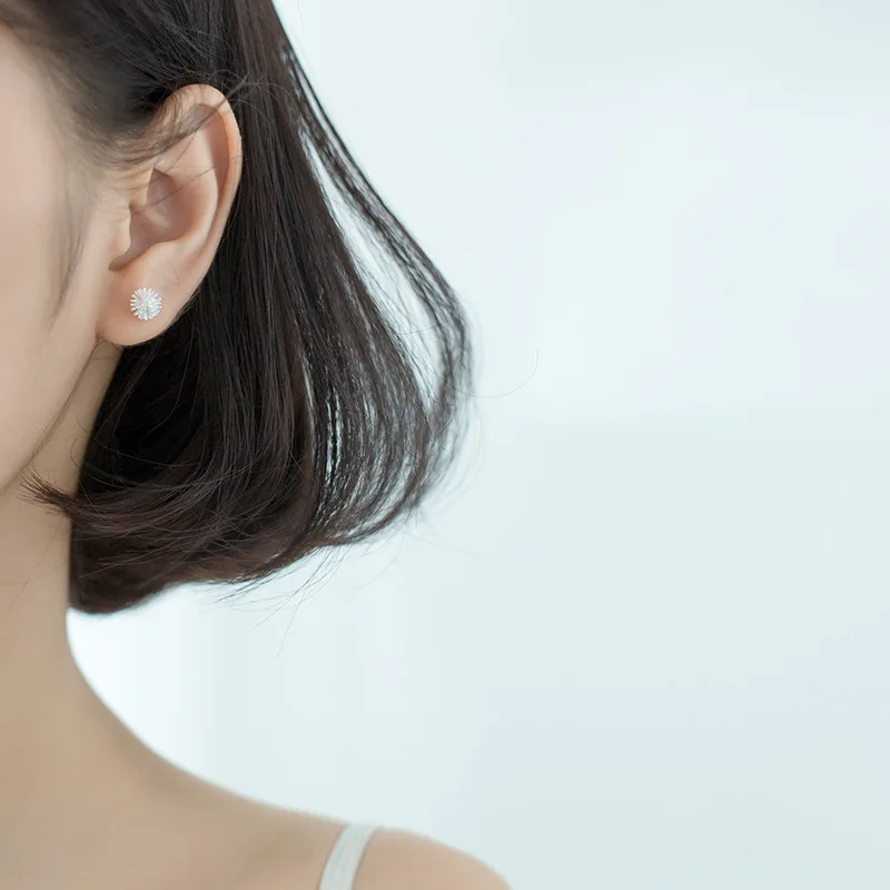 Female Snowflake 925 silver needle Stud Earring Silver Color Jewelry High Quality Wedding Engagement Double Earrings for Women