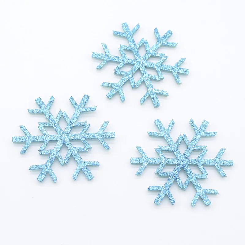20Pcs Glitter Snowflake Padded Appliques for DIY Christmas Tree Hat Glass Windows Walls Stick-on Supplies Decor Patches