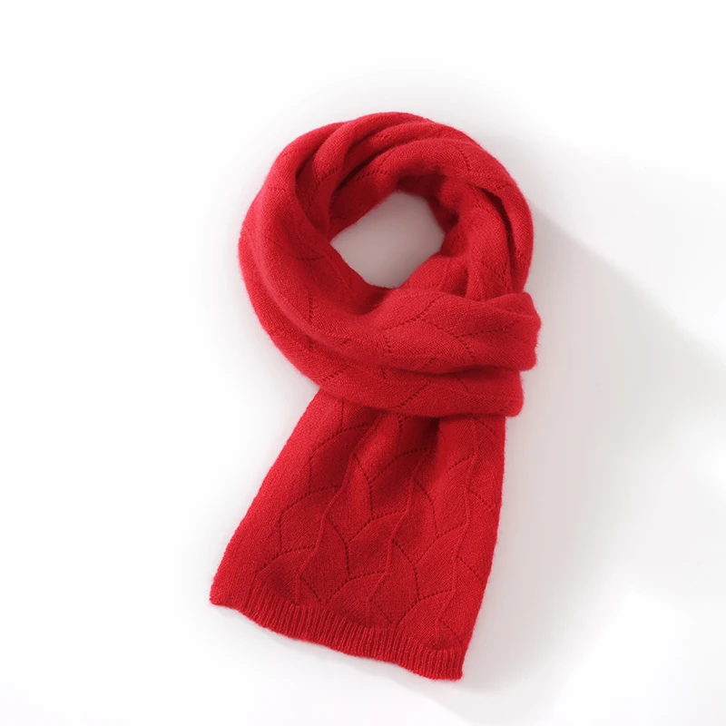 

100% Cashmere Scarf Women Winter Solid Knitted Hollow Out Shawl Fashion Scarves Capes Warm Wraps Lady Cashmere Like Neckerchief