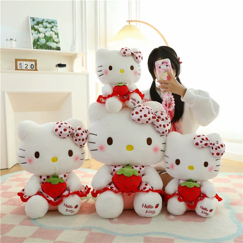 

30/50/60cm Plush Toy Strawberry Kitty Cat Kawaii Doll Anime Animal Bed Decor Accompany Sleep Soft Pillow Birthday Gift Plush Toy