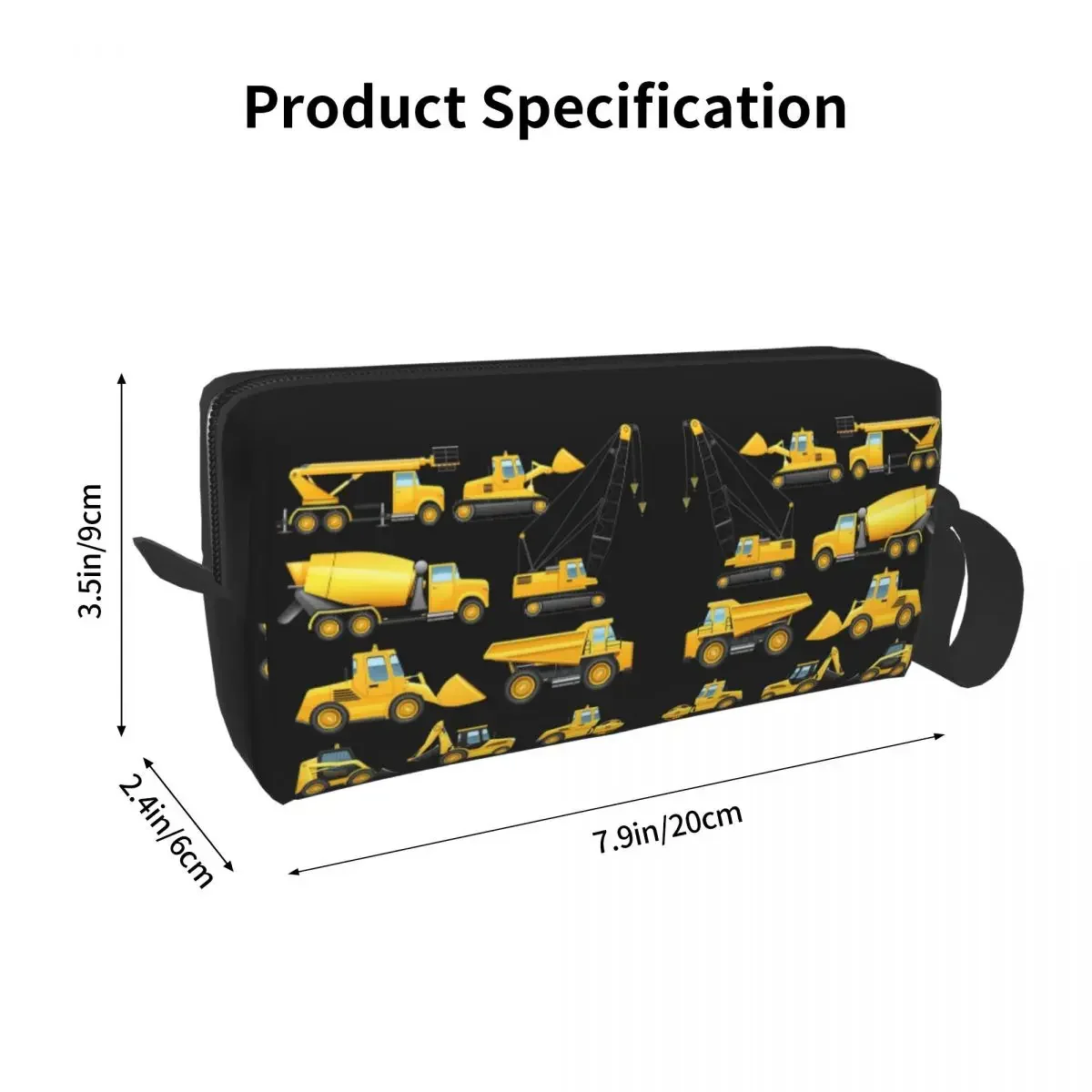 Construction Truck Excavator Makeup Bag Cosmetic Organizer Dopp Kit Toiletry Cosmetic Bag for Women Beauty Travel Pencil Case