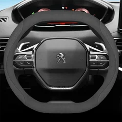 Car Steering Wheel Cover For Peugeot 2008 2013 - 2018 - 2024 Leather Breathable Non-slip Car-styling Auto Interior Accessories