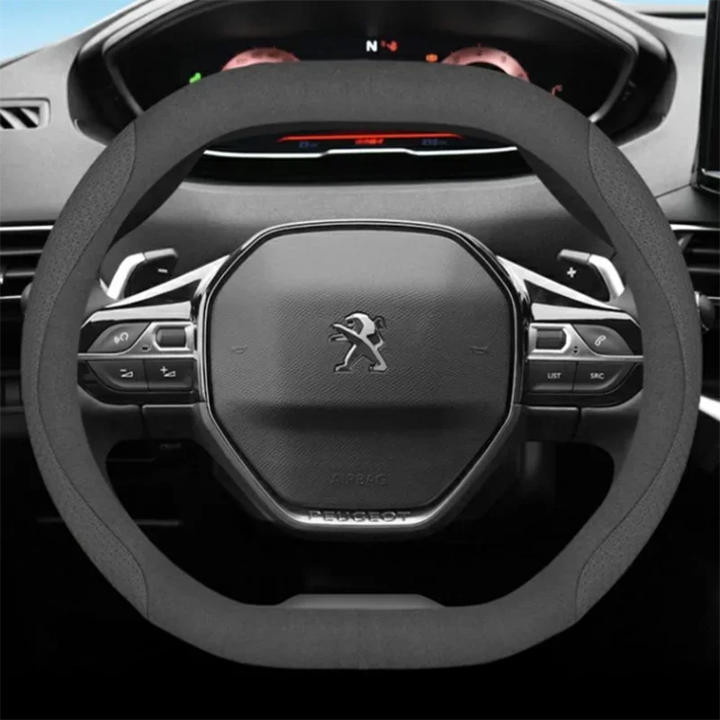 Car Steering Wheel Cover for Peugeot 208 e208 2020 2021 2022 2023 2024 Leather Breathable Non-slip Car-styling Auto Accessories