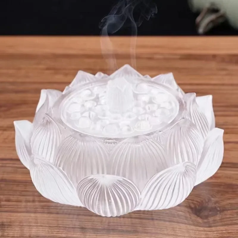 Glazed Ceramic Lotus Incense Burner Home Decor Indoor Aromatherapy Holder Ornament Craft Gift for Living Room Zen Style