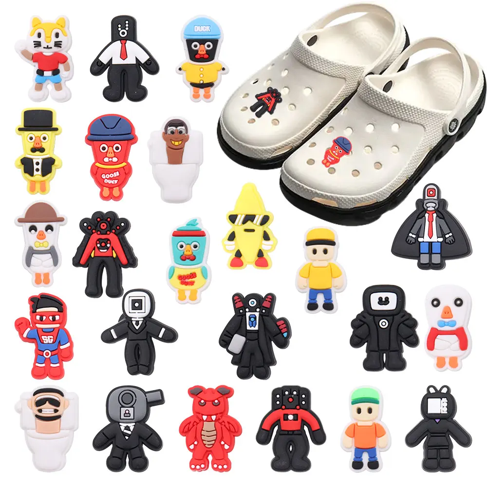 

1-23PCS Cartoon Toilet Goose Duck PVC Shoe Charms Fit Wristbands Shoe Buckle Slipper Accessories Children Adorable Decorations