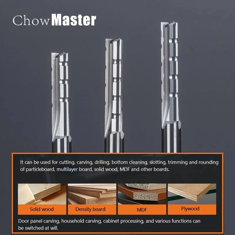 

3 Flutes Cutting Straight Router Bit Woodworking Carving CNC Trimming Slot Bits Milling Cutter For Wood Bottom Cleaning End Mill