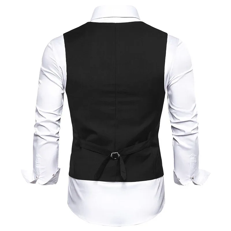 신상품 2025 남성 비즈니스 캐주얼 슬림핏 조끼 한국 스타일 폴리에스터 수트 조끼 패셔너블 트렌디 민족 무대 의상