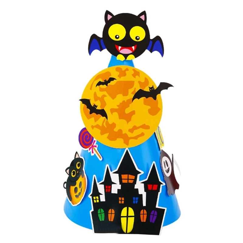 Q0KB Mũ giấy Mũ nhọn Bộ dụng cụ DIY Kid Art Craft Learning Prop Halloween