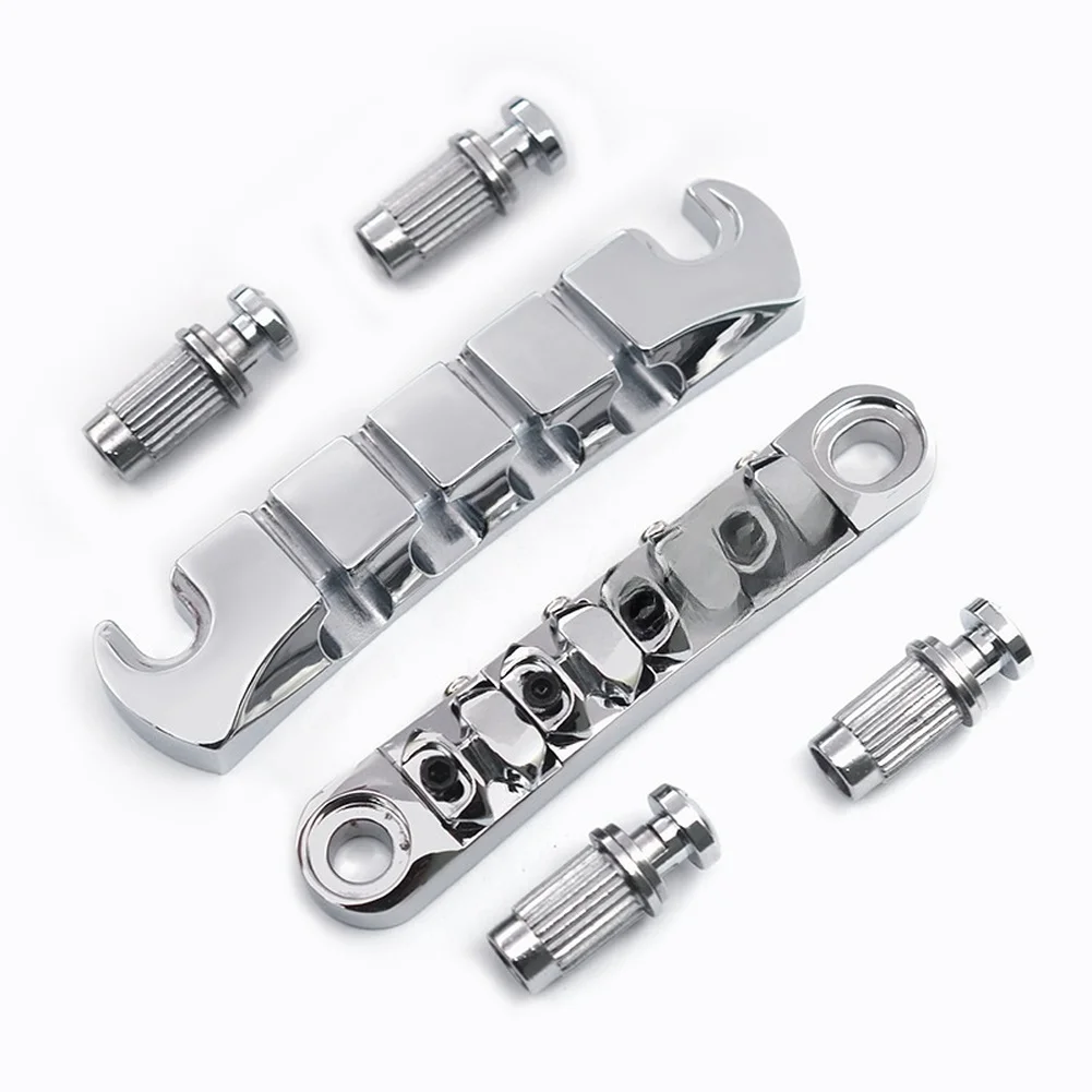 18mm String Spacing Locking Bridge for Guitar Bass with Four Height Adjustable Knobs for Custom Playing Experience and Stability
