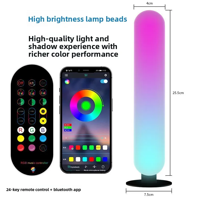 Đèn chơi game điều khiển bằng giọng nói Popular24KeyRGB Symphony, đèn nền máy tính 5VUSBE, đèn thu âm thanh thể thao