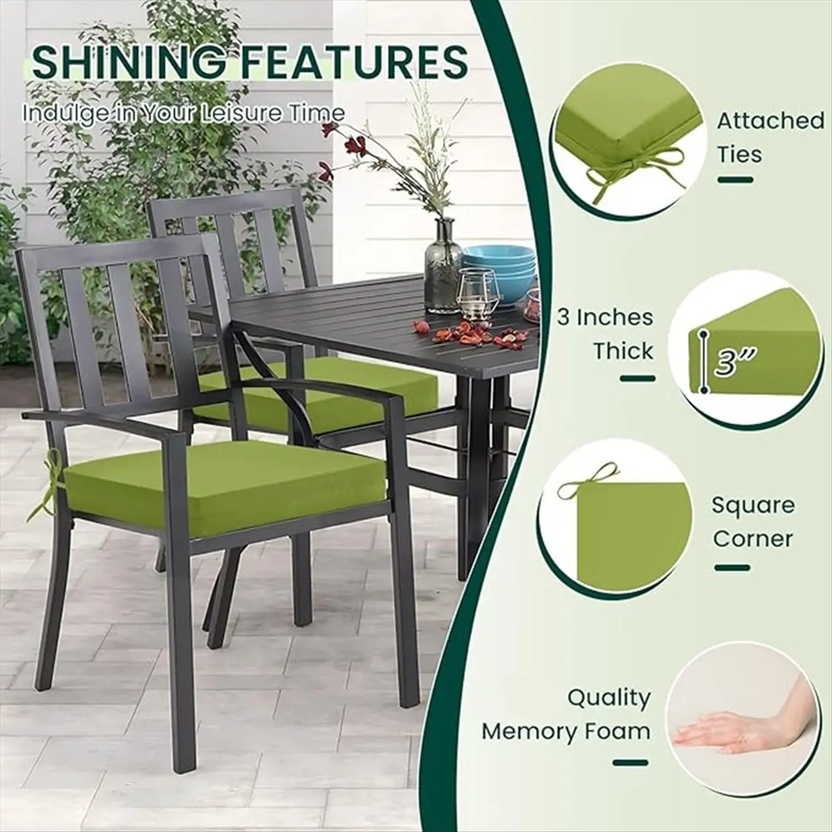 NEW Seat Cushion Chair Cushion Dining Chair Seat Cushion Children'S High Butt Cushion Student Stool Cushion Green