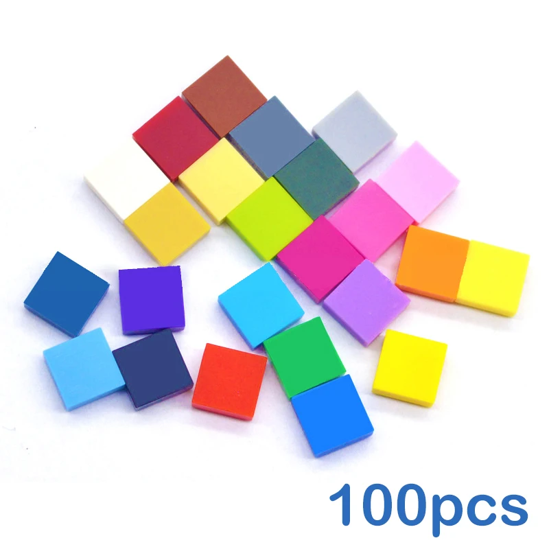 100pcs DIY Building Blocks Figure Bricks Smooth 1x1 24Color Educational Creative Size Toys for Children Compatible With Brands