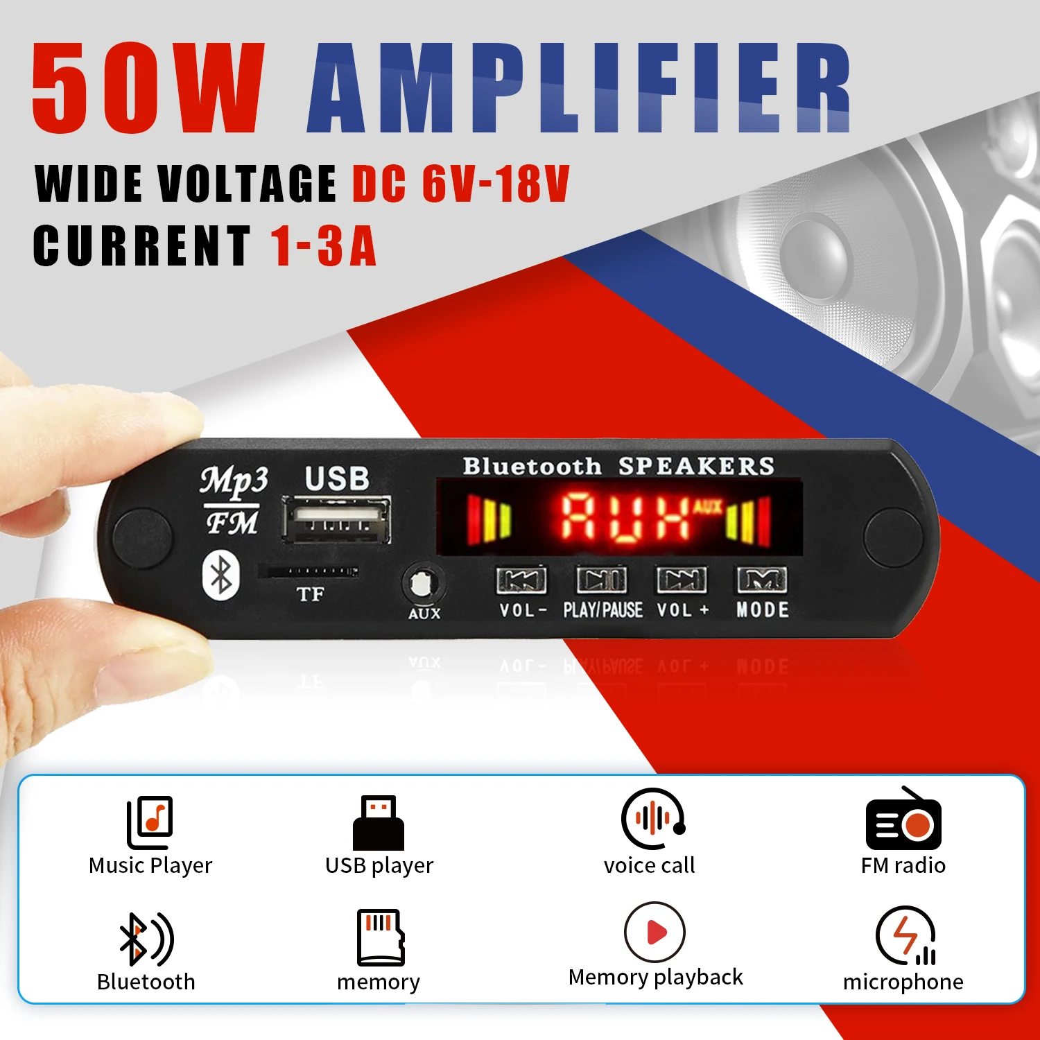 80W 120W Amplifier MP3 Player Module Bluetooth 5.0 Decoder Board 12V 50W 40W Amplifier Car FM Radio Module mp3 players Handsfree