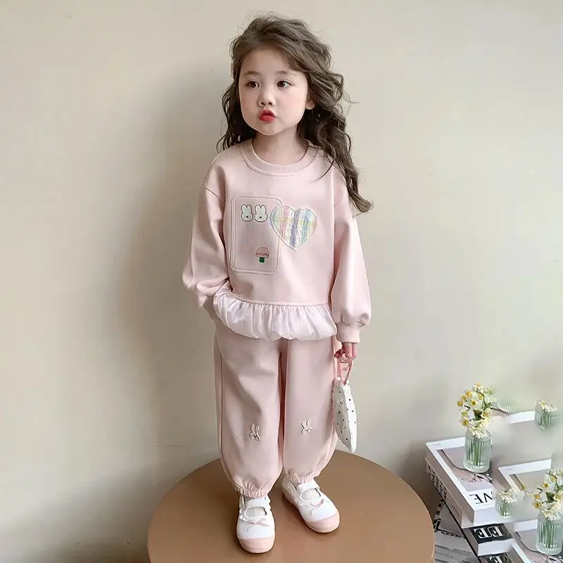 

Baby girl hoodie set Spring and Autumn new casual children's hoodie pants fashion two-piece set
