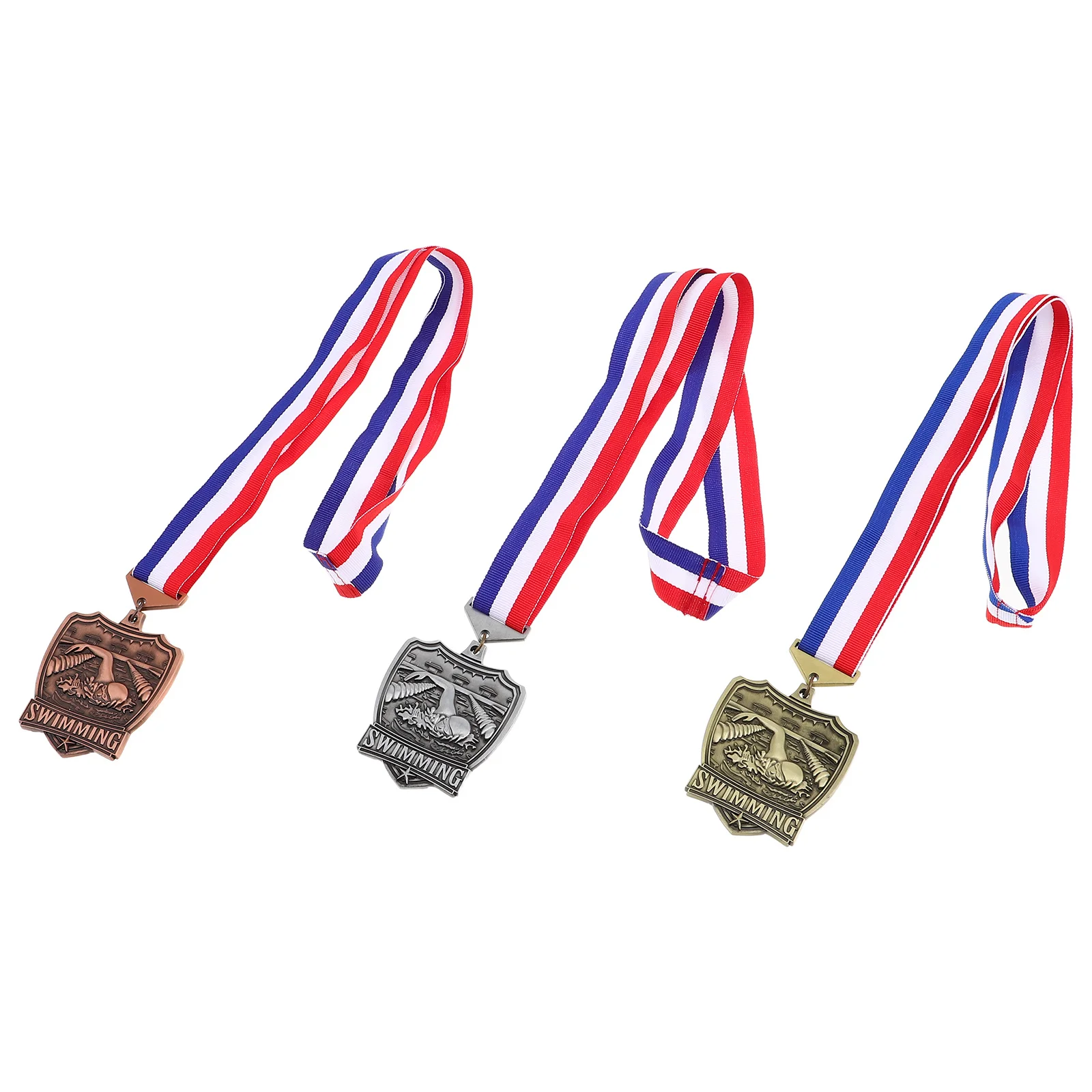 

3Pcs Swimming Medals Set Zinc Alloy Plating for Sports Tournaments Award Medals First Place Prizes Gold Silver Bronze
