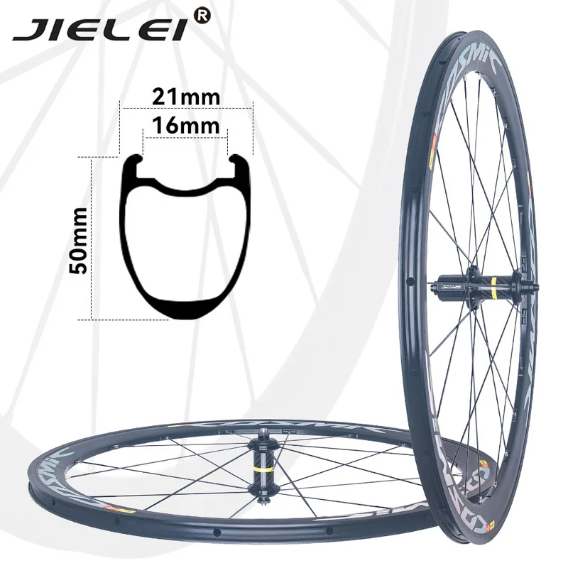 JIELEI X Ridgeloop 700C Road Bike Wheelset 54T Ratchet Hub Aluminum Alloy Rim 40/50mm Depth Rim Brake & Disc Brake