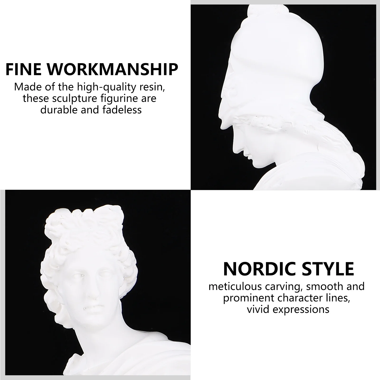 

3Pcs Greek Resin Statue Handcrafted Detailing Perfect for Office Library Mantel Display Bust Statue Mythology Figurine