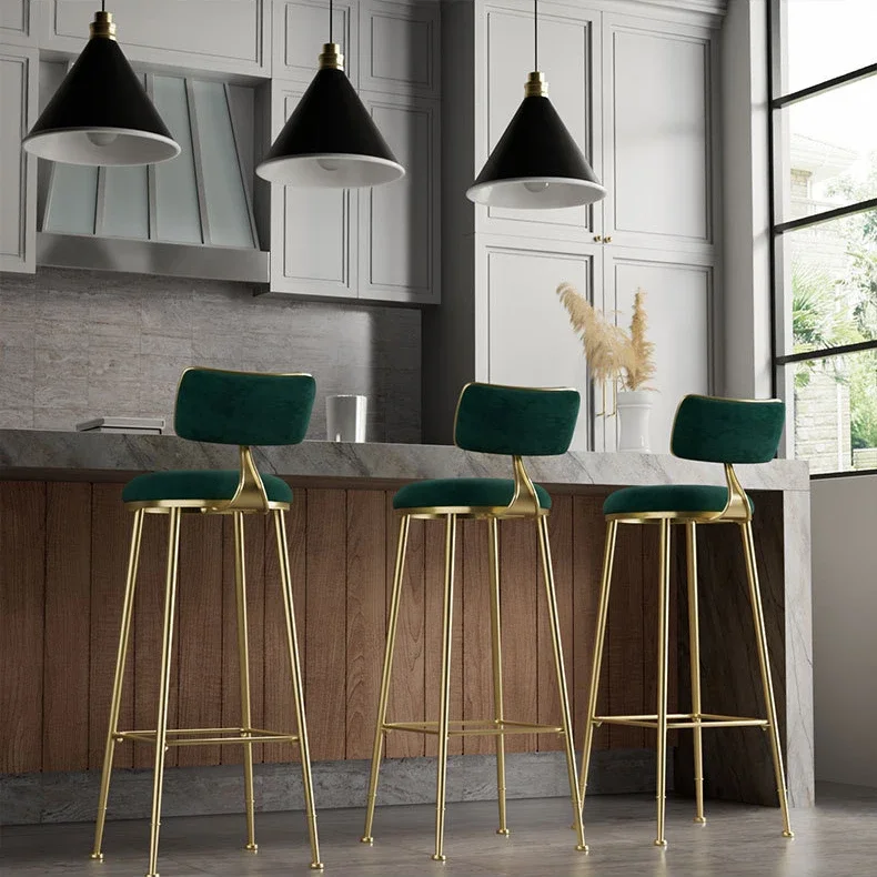 Bar Stools Furniture Restaurant Home Cheap Tall High Counter Nordic Kitchen Chairs Modern Velvet Gold Luxury Metal Bar Stools