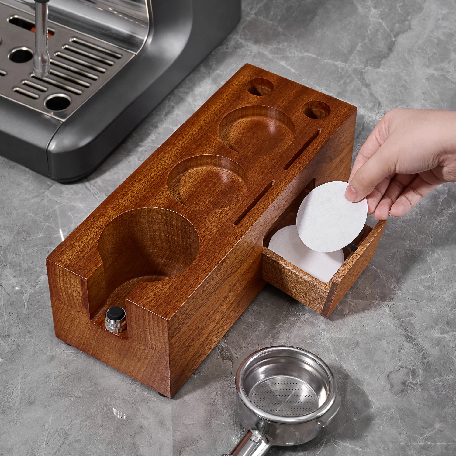 51/53/58mm Wood Coffee Tamper Holder Espresso Tamper Station Stand Wooden Base Espresso Tools Barista Accessories