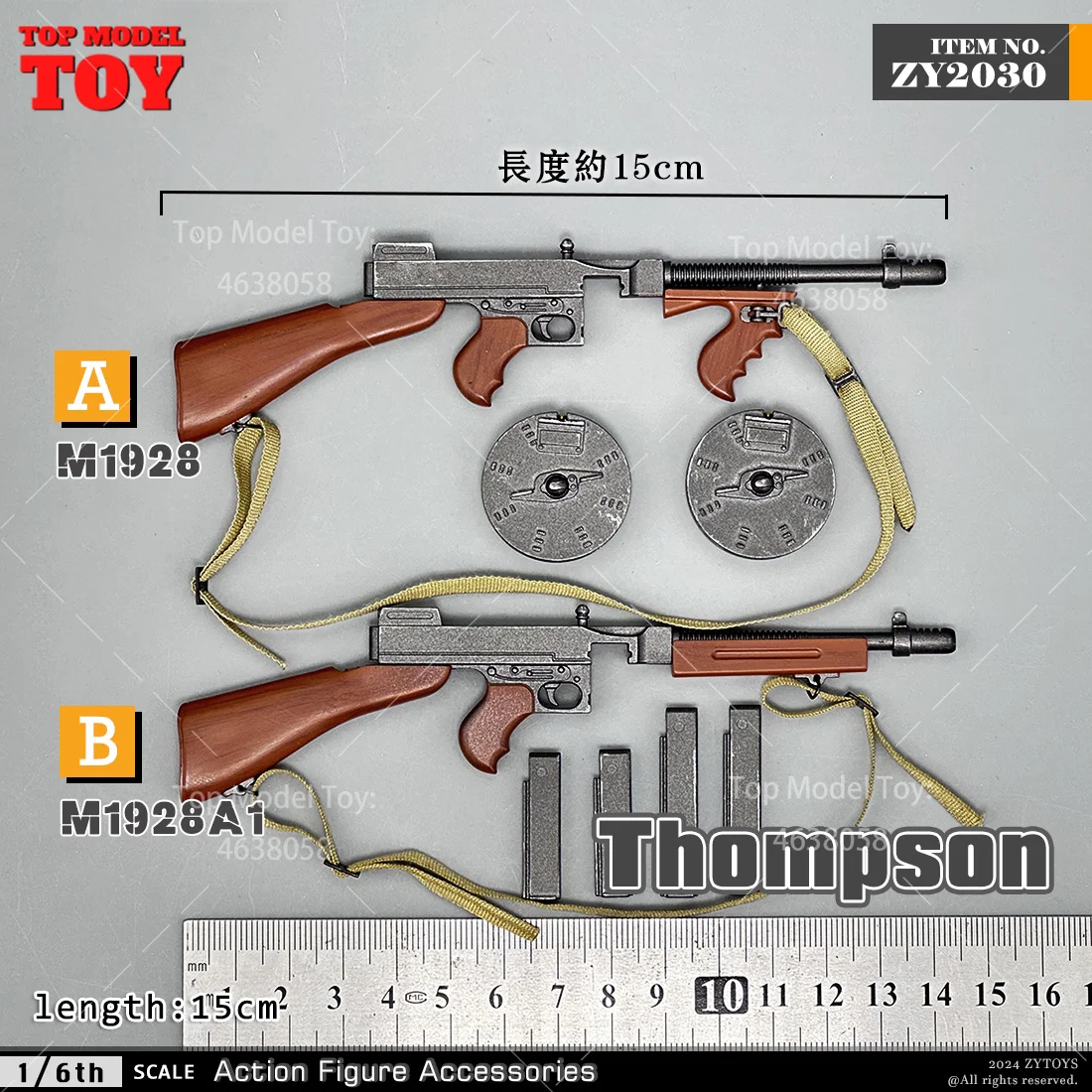 ZYTOYS ZY2030 1/6 M1928 Thompson Mitragliatrice Modello 15 cm Soldato Arma Giocattoli di Plastica Per 12 ''Action Figure Corpo Bambole