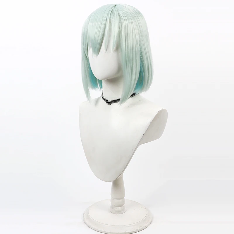 Kinari Azekawa Cosplay Wig 18 Trip Mint Green Short Heat Resistant Synthetic Hair Halloween Role Play Party Headwear + Wig Cap image 4