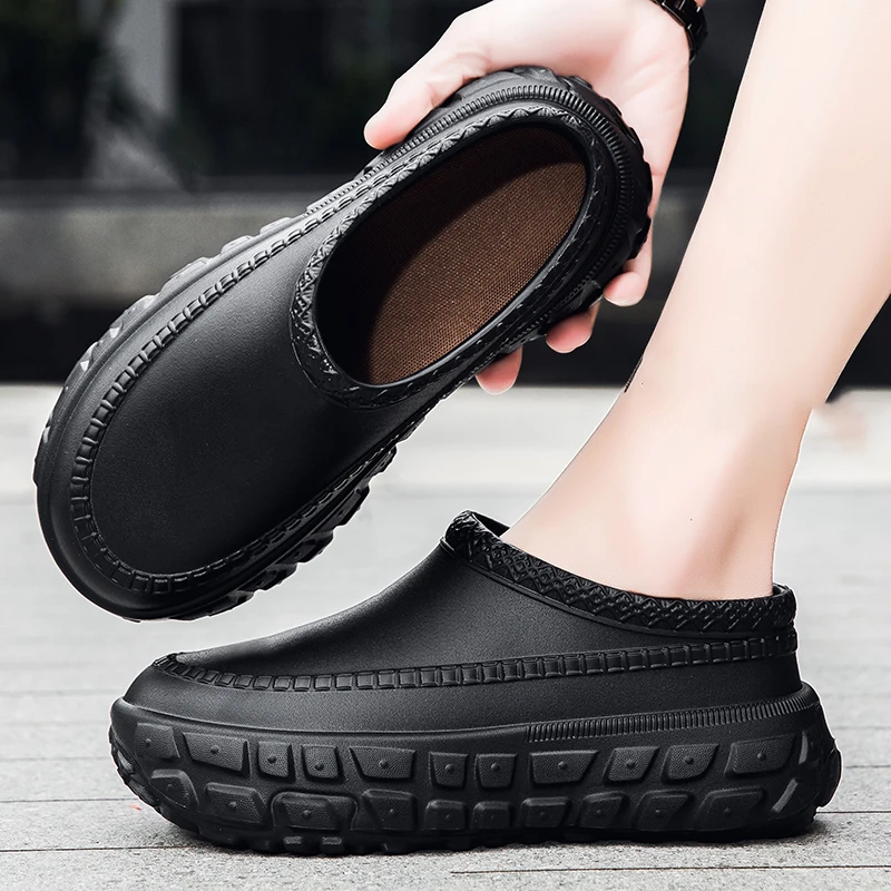 

New men's summer anti-slip height-increasing casual and lightweight solid-color clogs without holes