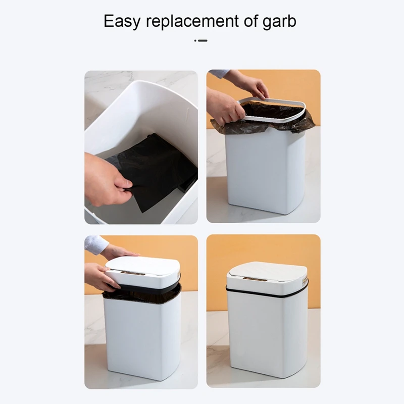 Smart Trash Can Dustbin Wastebasket For Kitchen House Smart Home Bathroom Black 15L