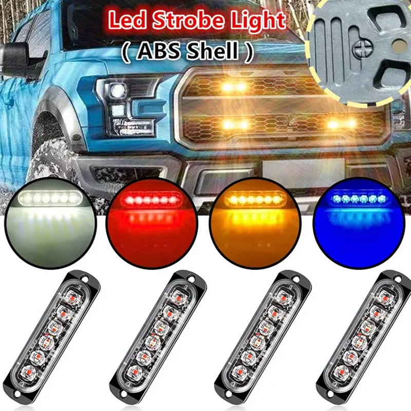 

6LED Car Warning Light Grill Breakdown Light Auto Truck Trailer Beacon Lamp LED Amber Side Lights 12V 24V Strobe Grille Lamps