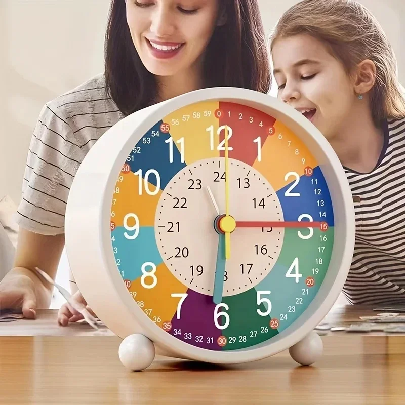 Children's Educational Alarm Clock Desktop Teaching Clock Round Silent Early Education Home Decorate Bedroom Decoration Child