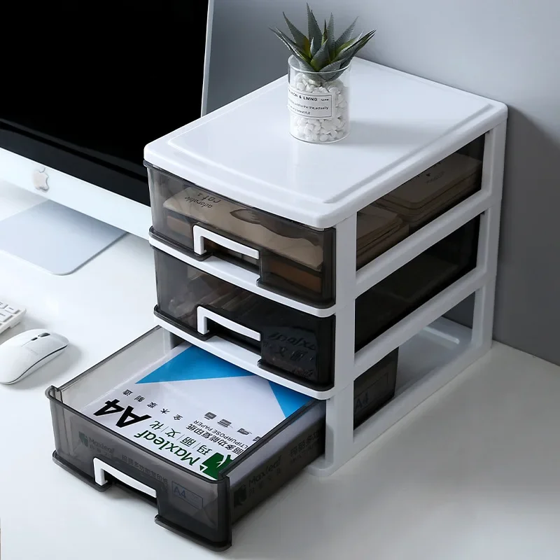 

Office Desktop Storage Box Multi-layer Drawer-type Folder Stationery Rack Dormitory Sundries Transparent Storage Box