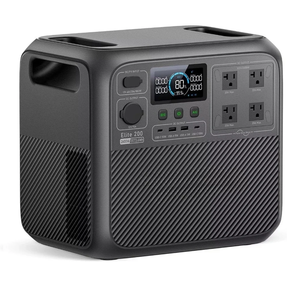 

Solar Generator Elite 200 V2 (2025 New), 2,073.6Wh LFP Battery, 4 AC Outlets 2,600W (3,900W Peak), Reliable Backup Solution