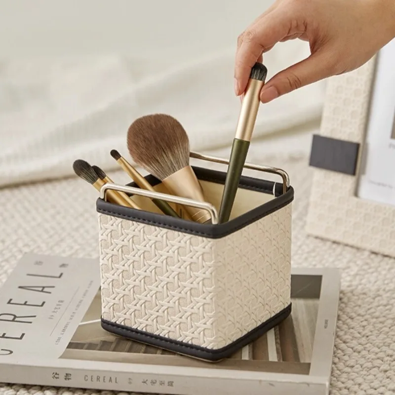 

Luxury Desktop Organizer Box, Multi‑Function Cosmetic Storage Case, Remote Control Holder, Creative Pen Cup for vanity tops