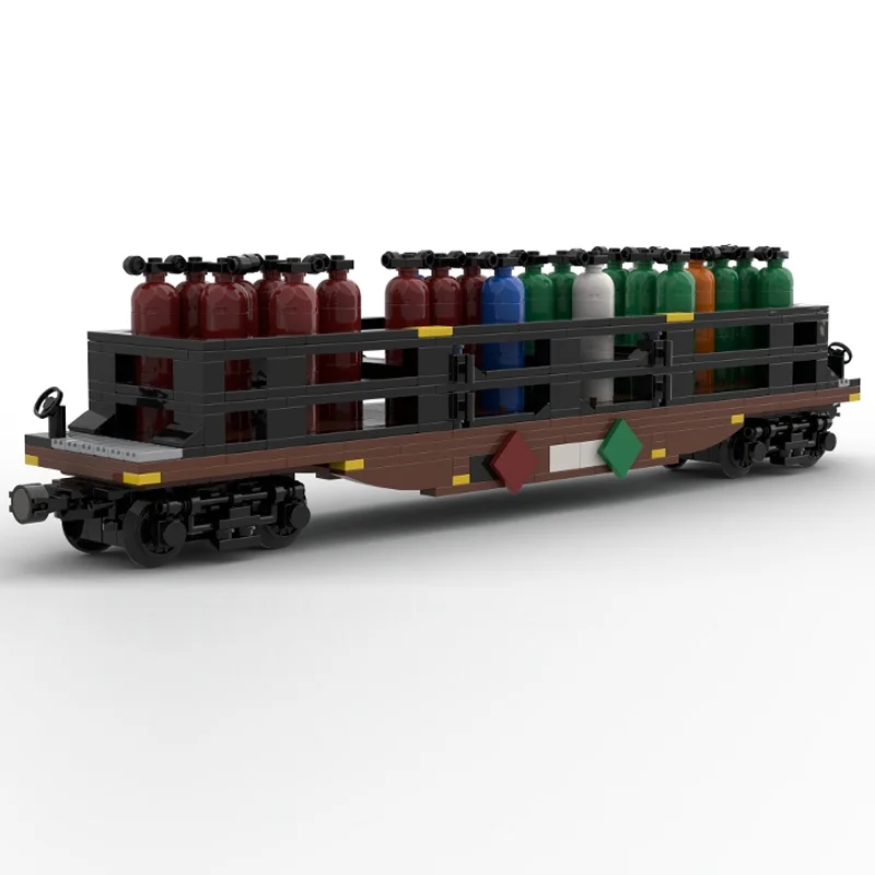 도시 자동차 모델 MOC 빌딩 블록 가스통 운송 철도차량 모듈형 기술 어린이 휴일 선물 조립 장난감 세트