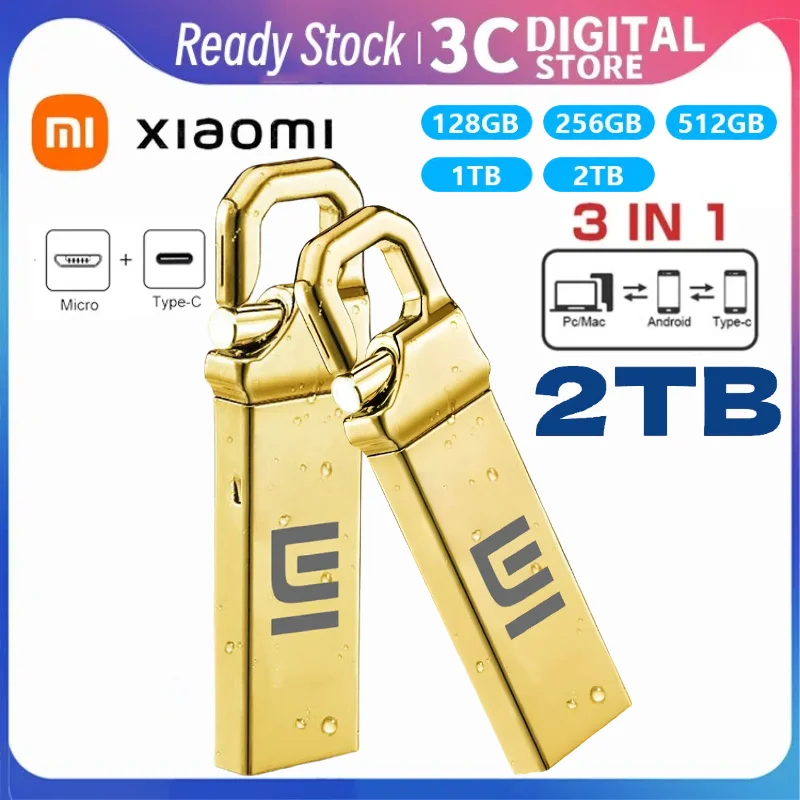 Xiaomi 2TB Pen Drive USB Flash Drive USB 3.0 Fast Type C Memory Stick High Speed Data 512GB Do komputerów Telefon PC Fast Pendrive