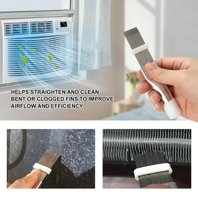 Evaporator Coil Brush Double-Sided Evaporator Coil Brush And Fin Brush Air Conditioner Fin Comb Cleaner Kit Radiator Repair