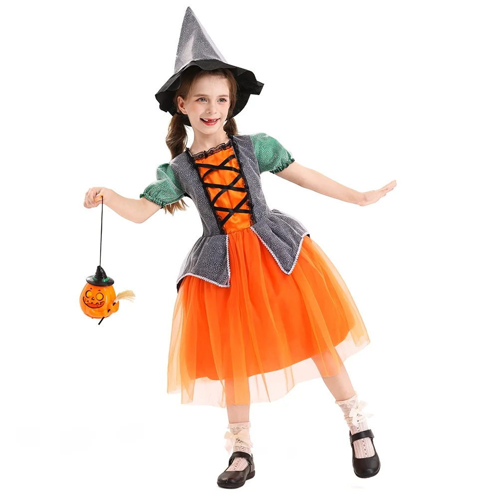 Clássico 2025 abóbora bruxa dr para meninas loween par me saia traje infantil tradicional chinês desempenho de palco