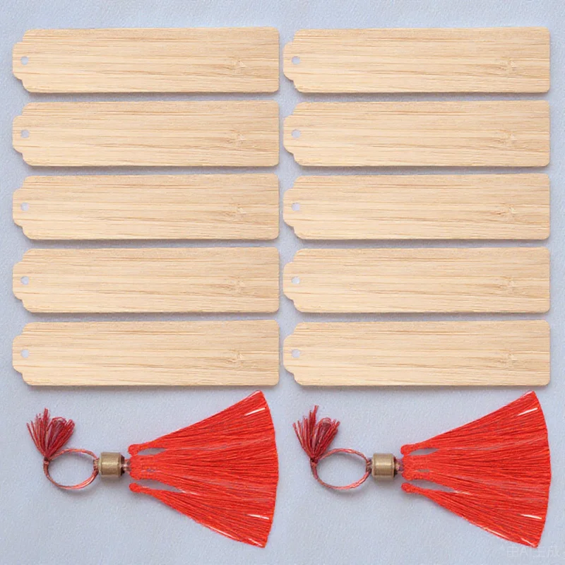 

10 Sets Lettering DIY Engraved Bookmarks Primary School Hanging Tassel Blank for Crafts