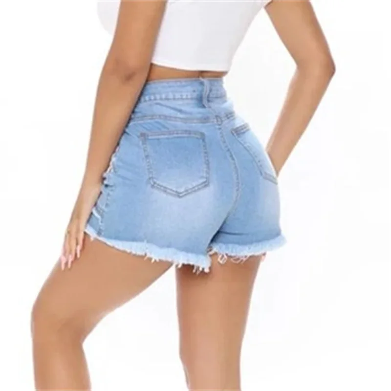 Fashion Patchwork Tassel Decoration Denim Shorts Women High Waist Washable Three Quarter Pants Female Casual Commuter Mini Jeans