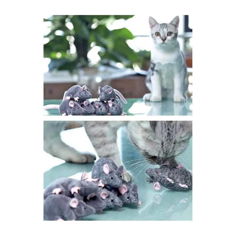 2pcs Set Cat Toys Mouse Shape Squeaking Cute Plush BiteToy For Cat Teething clean Toy Interactive Cat Chew Pet toys Accessories