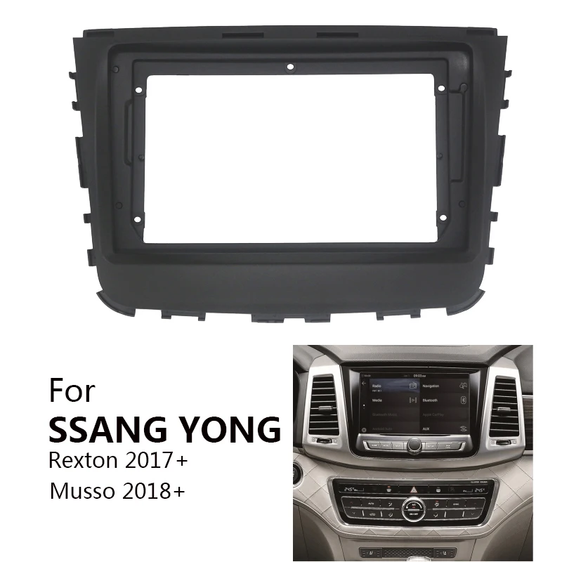 9 Inch 2 Din Android Head Unit Car Radio Frame Kit For SSANG YONG Rexton/Musso Center Console Holder Dash Kit Fascia