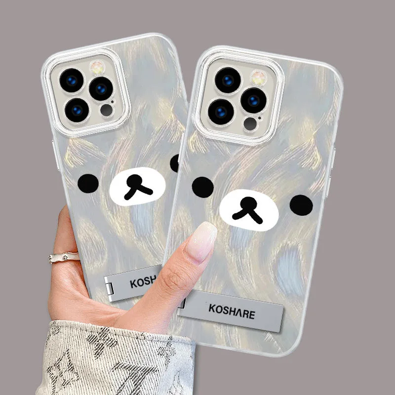 Kawaii Rilakkumas Case For Samsung Galaxy A73 A72 A55 A54 A53 A52 A34 A33 A32 A23 A14 A13 4G 5G Back Cover With Holder