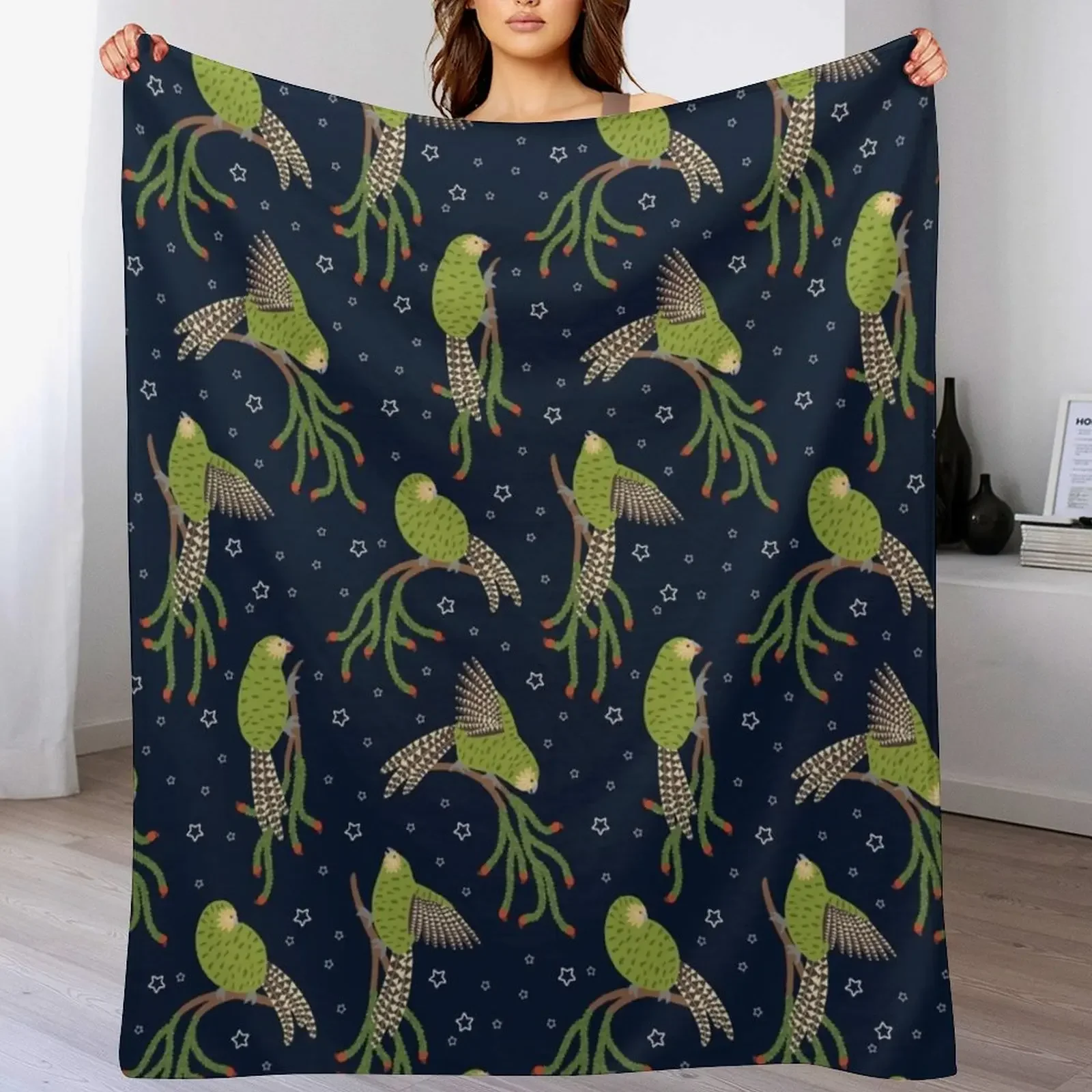 

Kakapo and Rimu Throw Blanket Multi Purpose Soft Warm Blanket for Home Travel