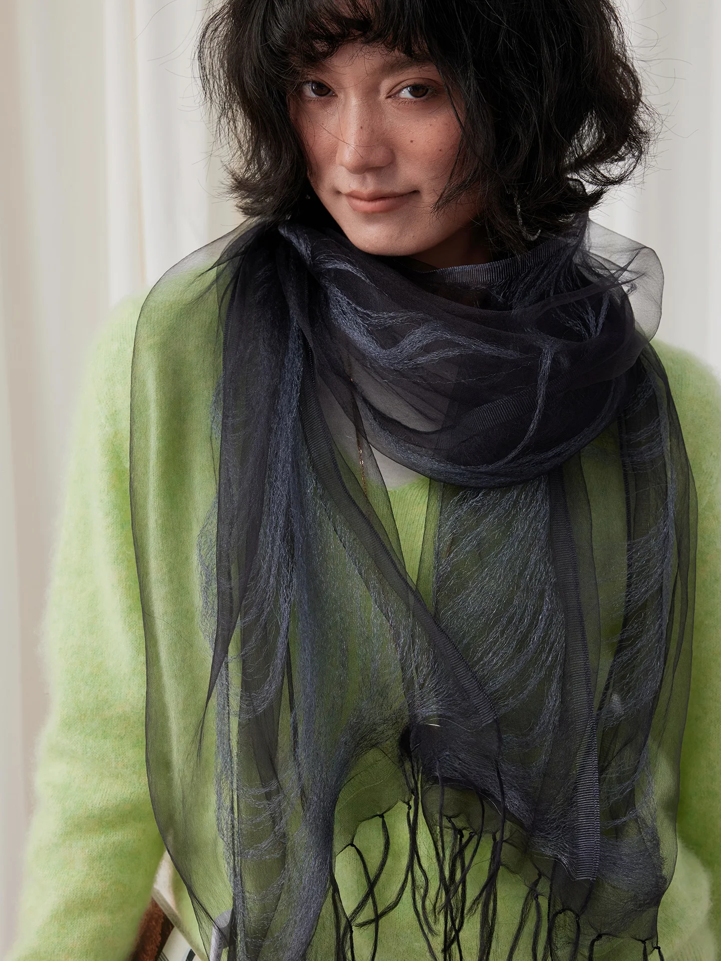 Lagur Handmade Tassel Scarf Silk Chiffon Lightweight Summer Wrap for Women Casual Style 2026 New Collection Gift