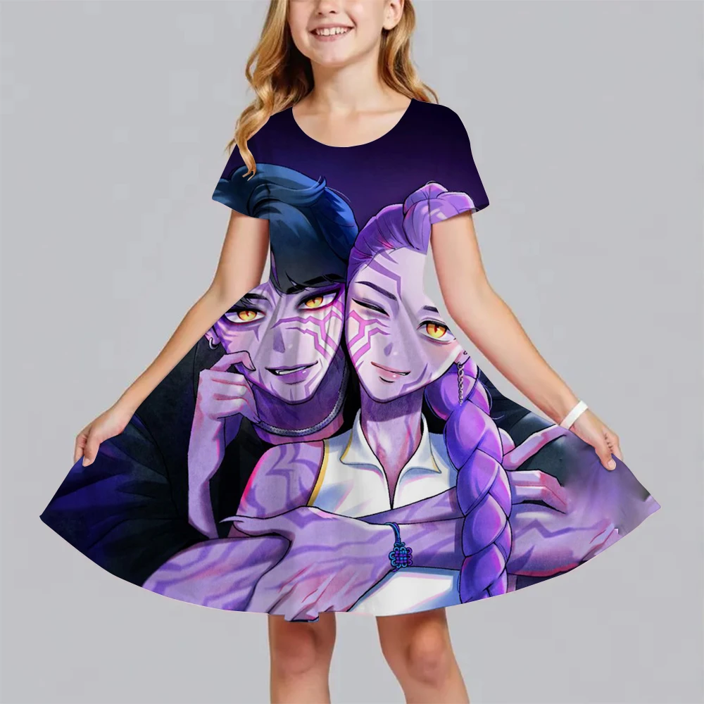 

New Summer Girl Dress Kirby Huntrix Kpop Demon HuntersChildren's Clothing 2025 Cute Fashion Princess Cartoon Comfortable