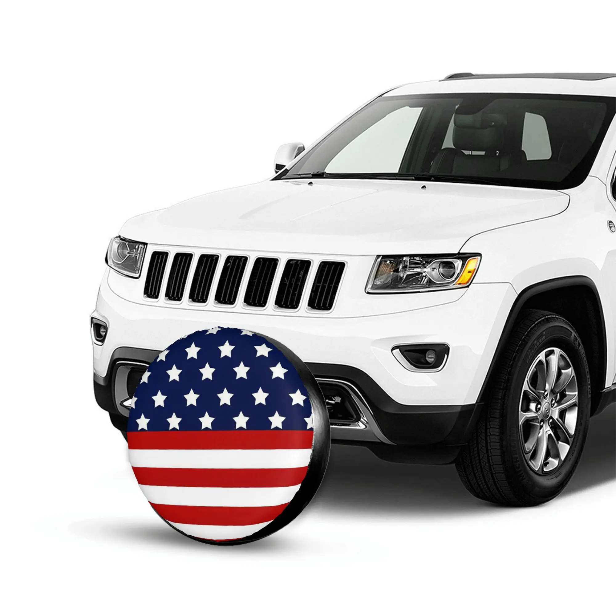 1pc American Flag Print Car Spare Tire Cover | Suitable For 14-17 Inch Tires, Polyester Material, Universally Applicable For Jee