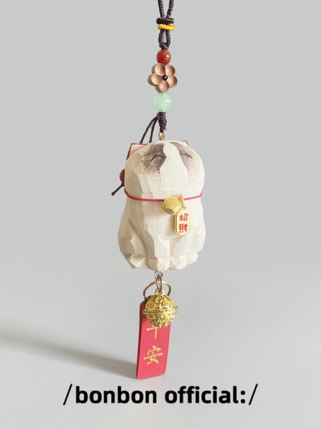 

Hand Carved Wood Figurine Car Mirror Hanging Ornament Luy Charm Decoration Gift Auto Interior Accories