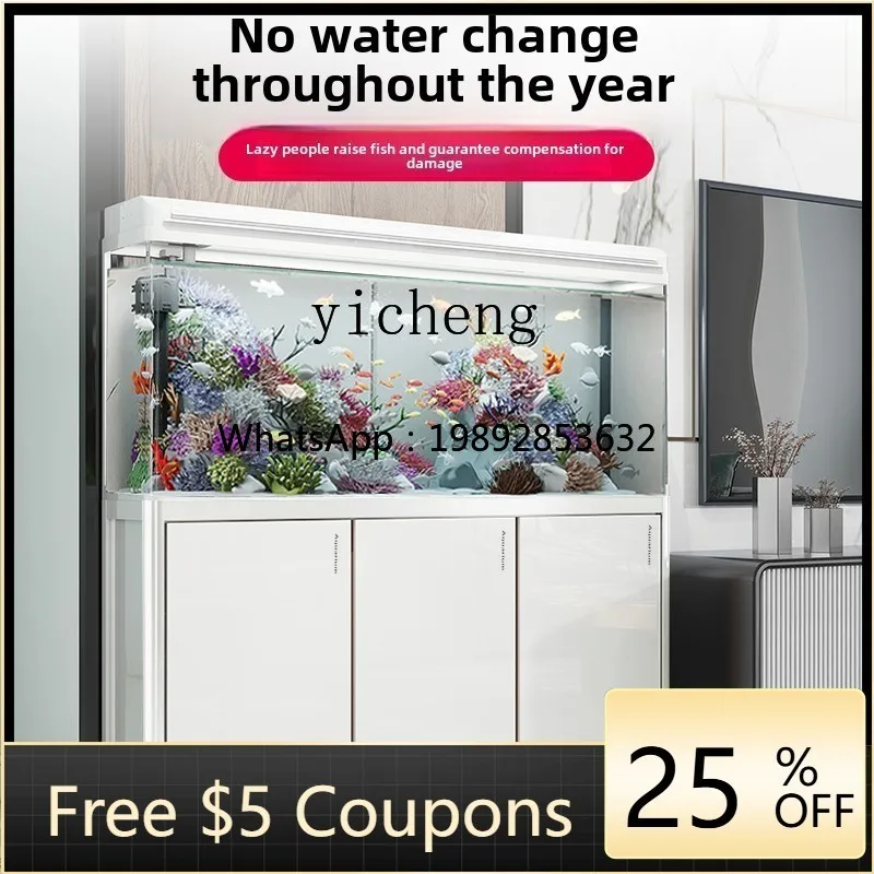 

ABB fish tank living room household with cabinet, floor-to-ceiling glass aquarium ecological goldfish tank