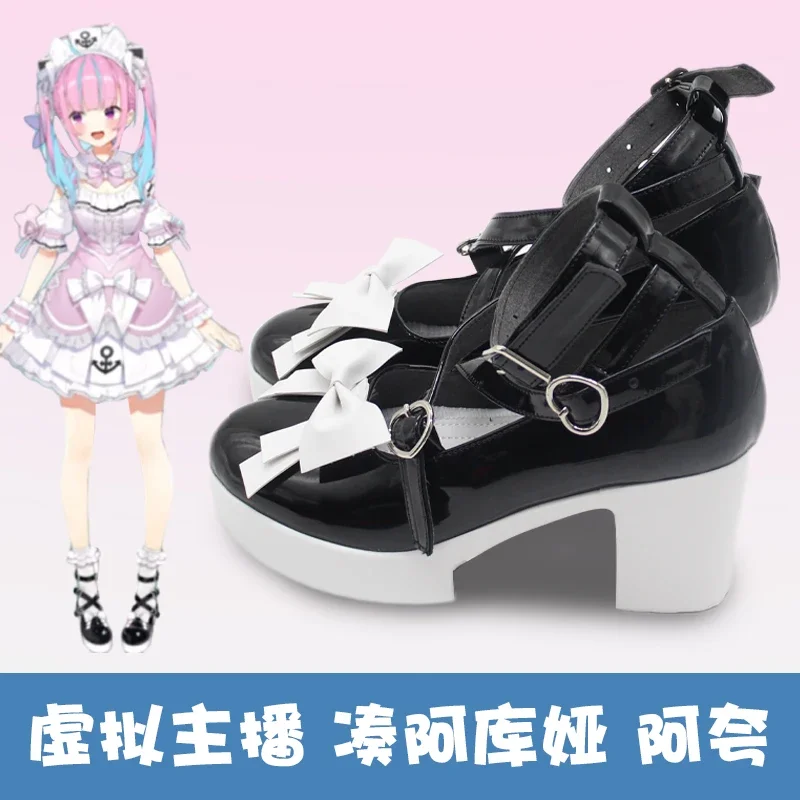 FC6Virtual มินาโตะ Aqua คอสเพลย์รองเท้ารองเท้า Hololive Akutan Aqua คอสเพลย์สําหรับ Hallowmas Party ผู้หญิงผู้ชายผู้ใหญ่ @ FC8!