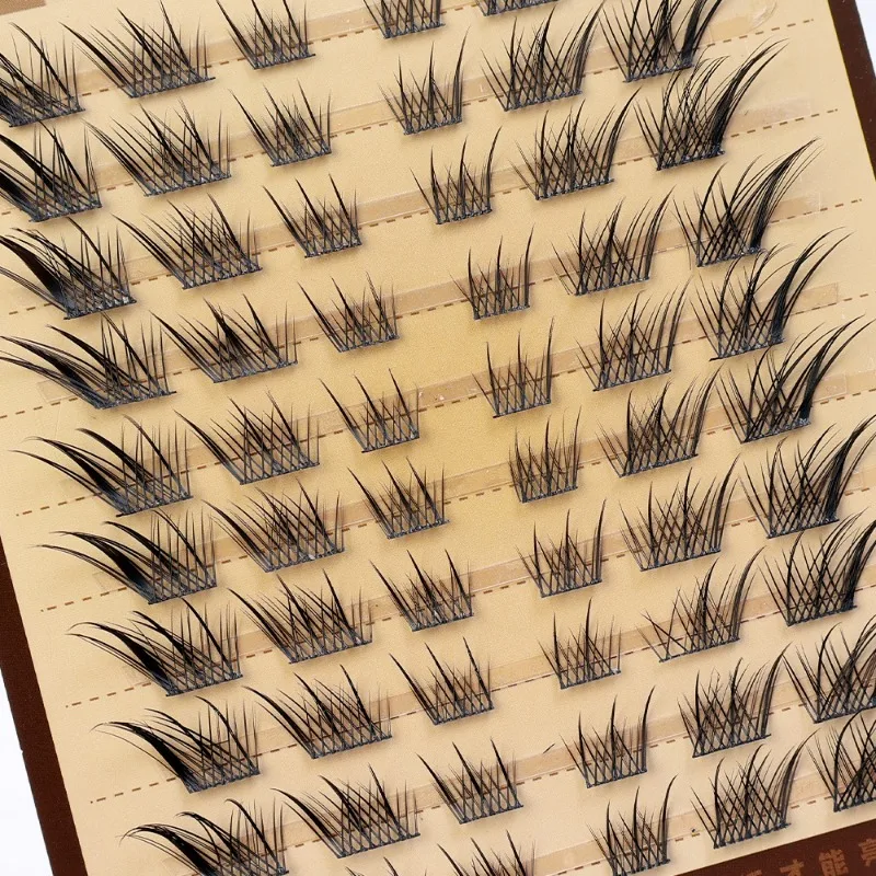 10 Rows 7-14mm Cluster Fox Eye Effect False Eyelashes Fluffy Natural Thick Segmented Bundles DIY Eyelash Extension Makeup Tool